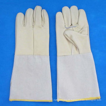 Soudage protecteur Gant de travail industriel Split Leather Canvas Gants de sécurité